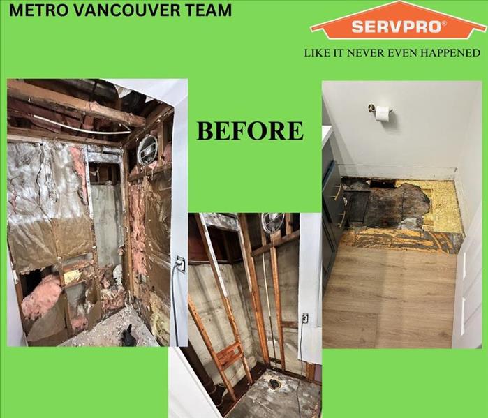  Severe water damage before restoration by Servpro of North Vancouver, showing flooding and water stains throughout the home.